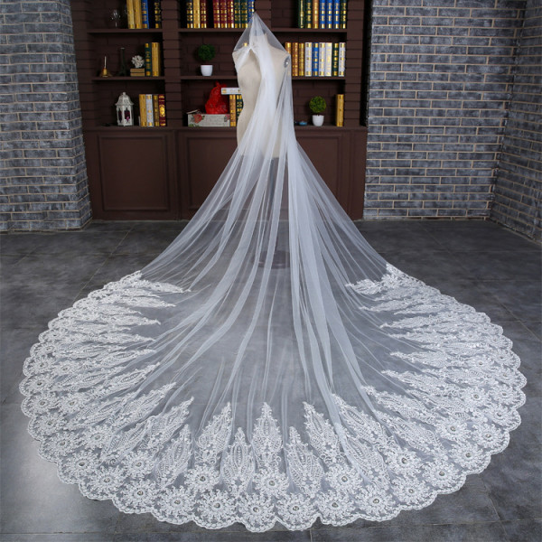 新娘婚禮超長白色3米頭紗